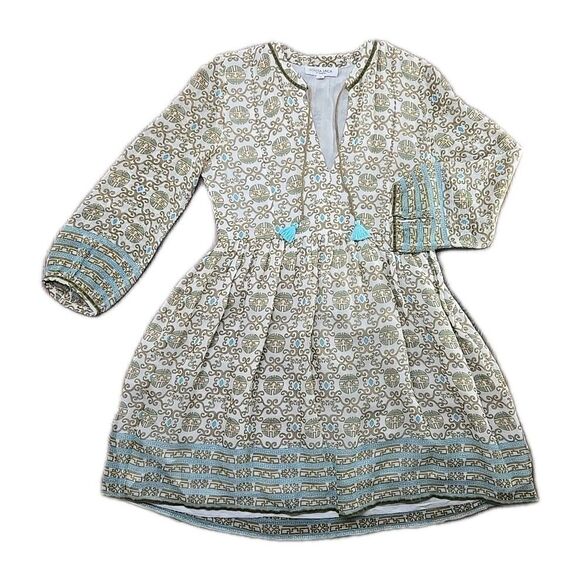 Lolita Jaca St Barth Women's Small Long Sleeve Mini Dress 100% Silk Geometric - Picture 1 of 15
